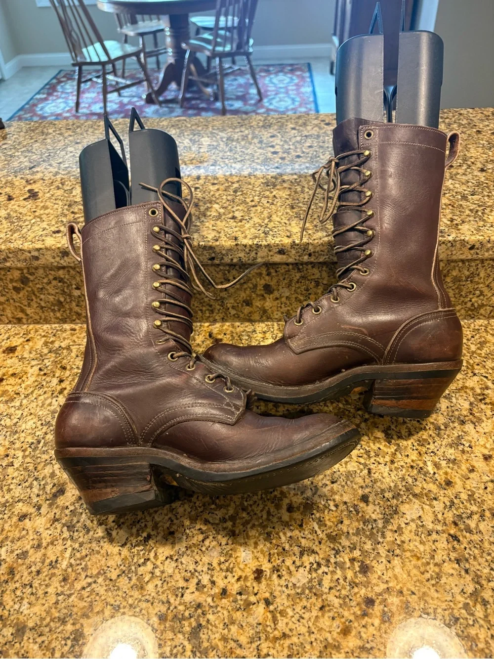 Nicks Contender handmade brown leather packer Kiltie boots Size 7C